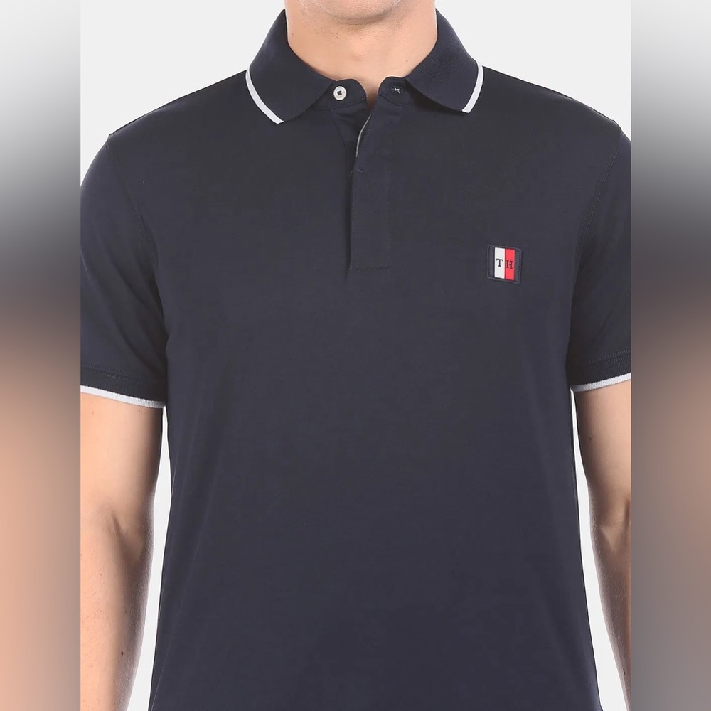 Tommy Hilfiger Dark Blue Polo with White Accents